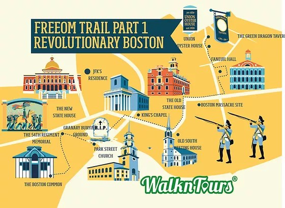 Footloose on the freedom trail is a 3 hour guided walking tour of the entire freedom trail from the boston common and massachusetts . The Freedom Trail Boston